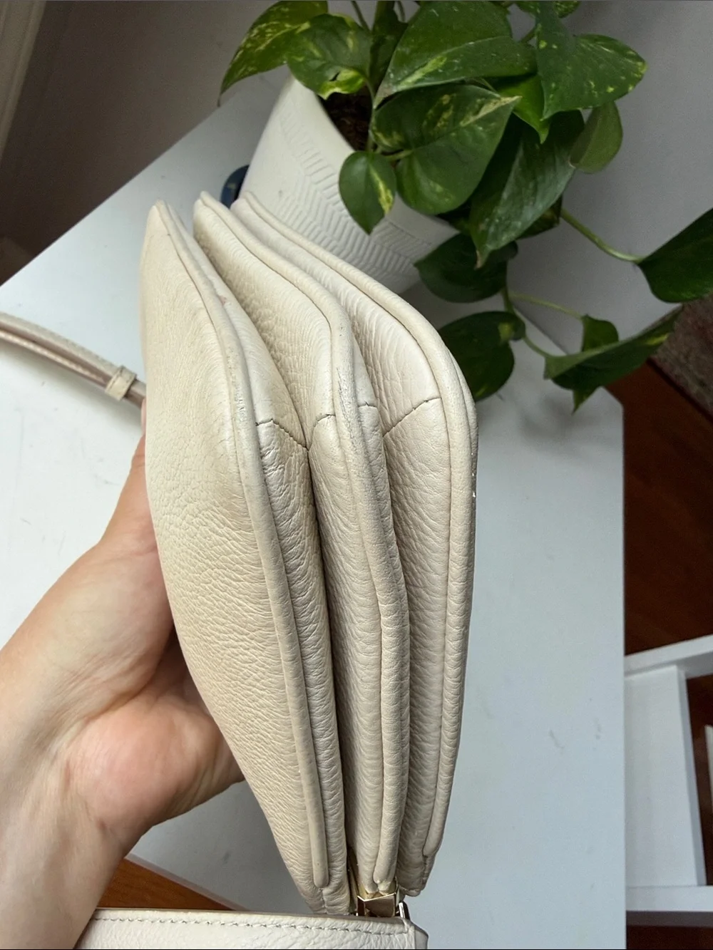 Kate Spade Pebbled Leather Crossbody in Light Cream